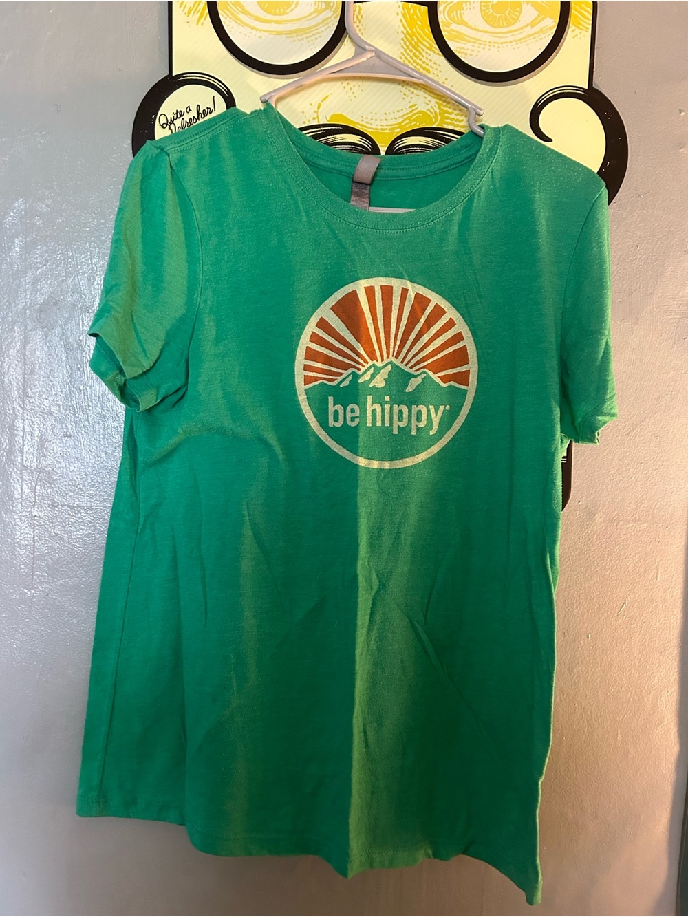 Green "be hippy" Graphic Tee